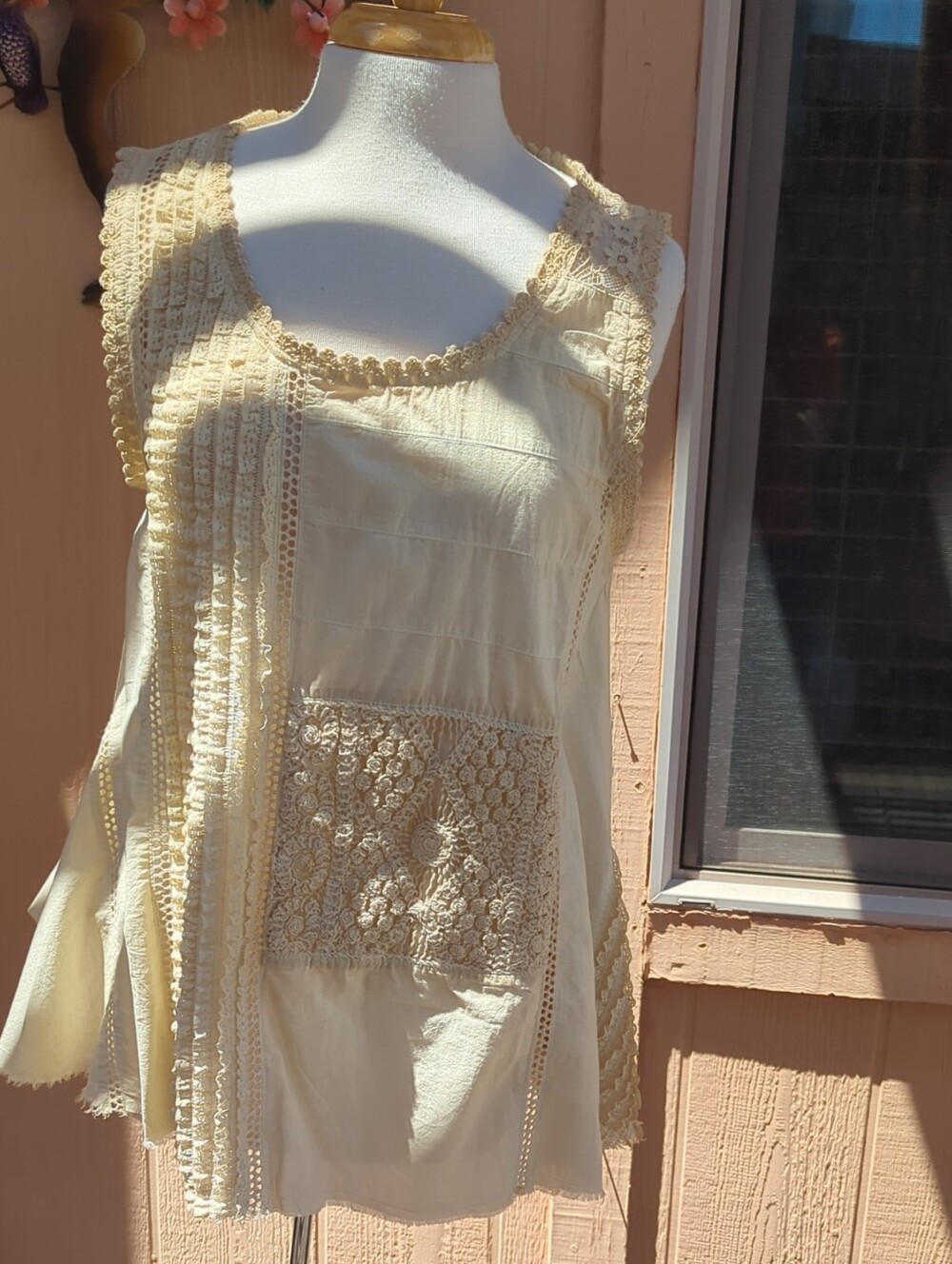 Rare Bird Lace-Trim Sleeveless Tunic in Cream